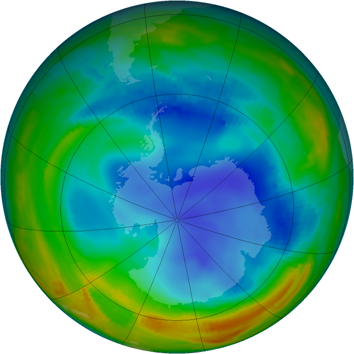 Antarctic ozone map for 27 July 1996